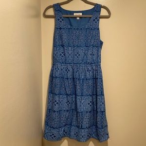 Elle Blue Patterned Dress - Size M